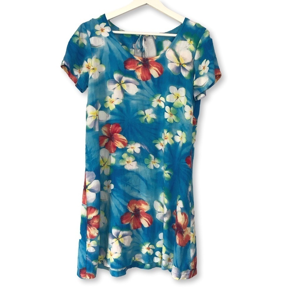 Jams World Blue Floral Hawaiian Dress Small